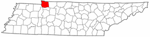 Tennessee Map showing Stewart County