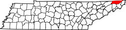Tennessee Map showing Sullivan County