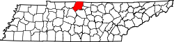 Tennessee Map showing Sumner County
