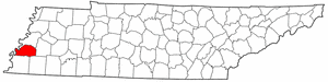Tennessee Map showing Tipton County