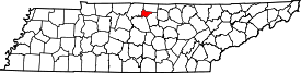 Tennessee Map showing Trousdale County
