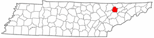 Tennessee Map showing Union County