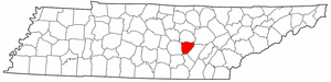 Tennessee Map showing Van Buren County