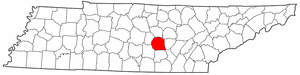 Tennessee Map showing Warren County