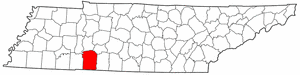 Tennessee Map showing Wayne County