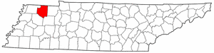 Tennessee Map showing Weakley County