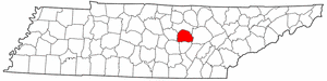 Tennessee Map showing White County