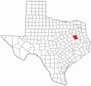 Texas Map showing Anderson County