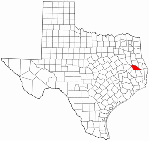 Texas Map showing Angelina County
