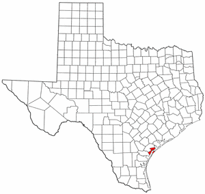 Texas Map showing Aransas County