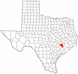 Texas Map showing Austin County