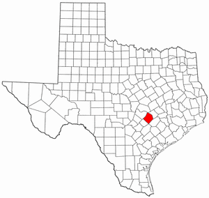 Texas Map showing Bastrop County