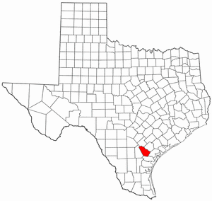 Texas Map showing Bee County