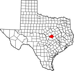 Texas Map showing Bell County