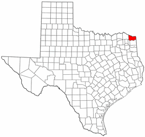Texas Map showing Bowie County
