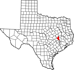 Texas Map showing Brazos County