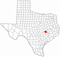 Texas Map showing Burleson County