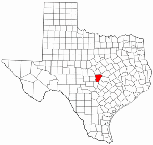 Texas Map showing Burnet County