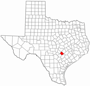 Texas Map showing Caldwell County