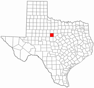 Texas Map showing Callahan County