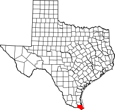 Texas Map showing Cameron County