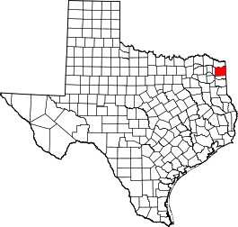 Texas Map showing Cass County