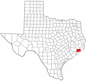 Texas Map showing Chambers County
