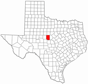 Texas Map showing Coleman County