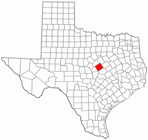 Texas Map showing Coryell County