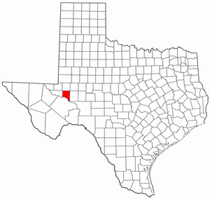 Texas Map showing Crane County