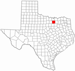 Texas Map showing Denton County