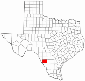 Texas Map showing Dimmit County
