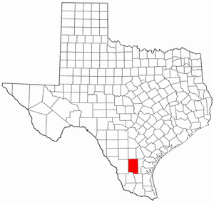 Texas Map showing Duval County