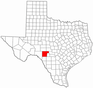 Texas Map showing Edwards County