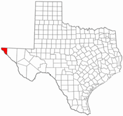 Texas Map showing El Paso County