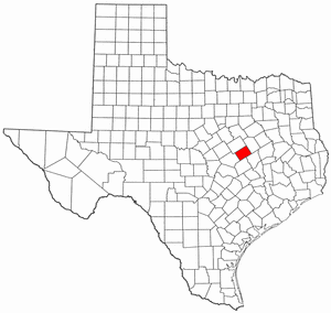 Texas Map showing Falls County