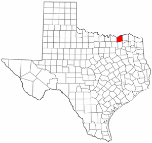 Texas Map showing Fannin County