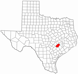 Texas Map showing Fayette County