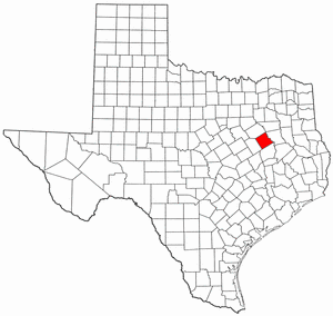 Texas Map showing Freestone County
