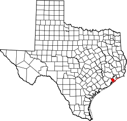 Texas Map showing Galveston County