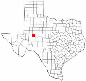 Texas Map showing Glasscock County