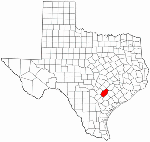Texas Map showing Gonzales County