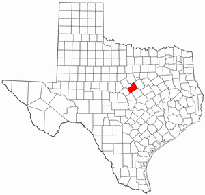 Texas Map showing Hamilton County
