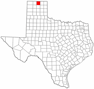 Texas Map showing Hansford County
