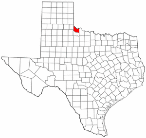 Texas Map showing Hardeman County