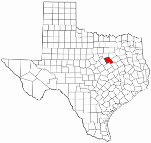 Texas Map showing Hill County