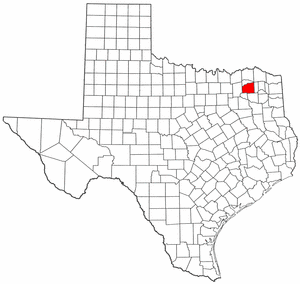 Texas Map showing Hopkins County
