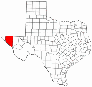 Texas Map showing Hudspeth County