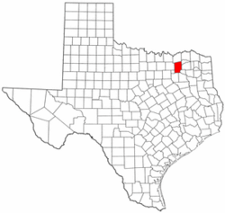 Texas Map showing Hunt County