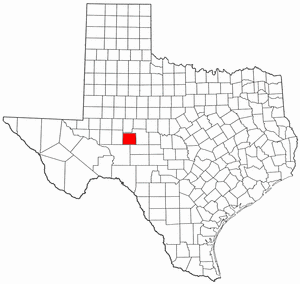 Texas Map showing Irion County